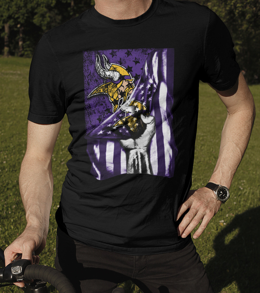 Minnesota Vikings Flag Stars And Stripes Viking T-Shirt