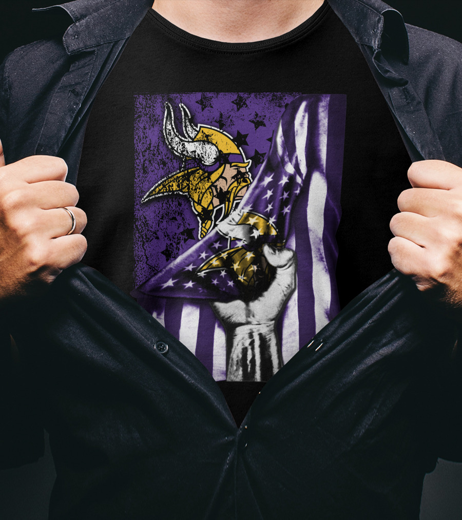 Minnesota Vikings Flag Stars And Stripes Viking T-Shirt
