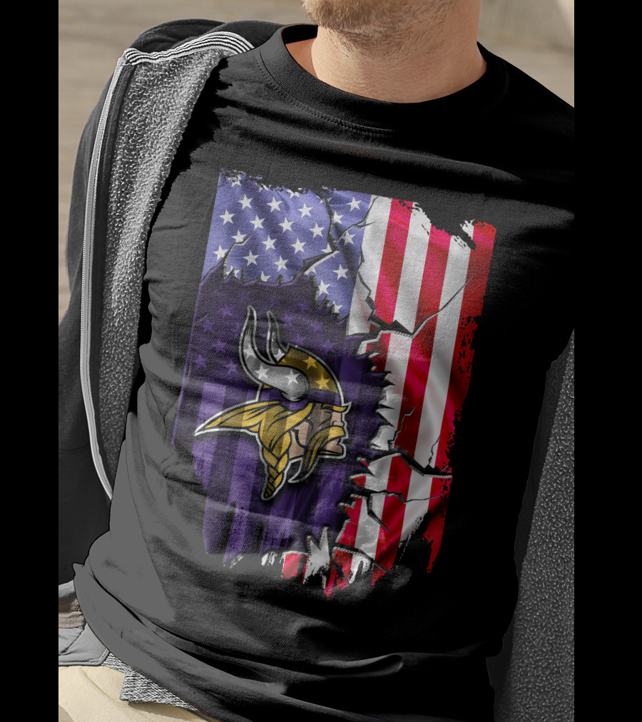American Flag Minnesota Vikings T-Shirt