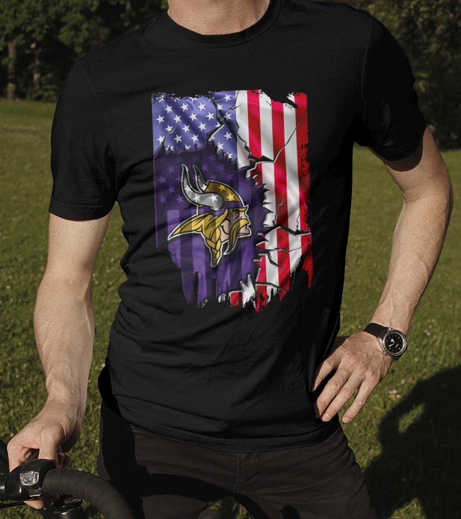 American Flag Minnesota Vikings T-Shirt