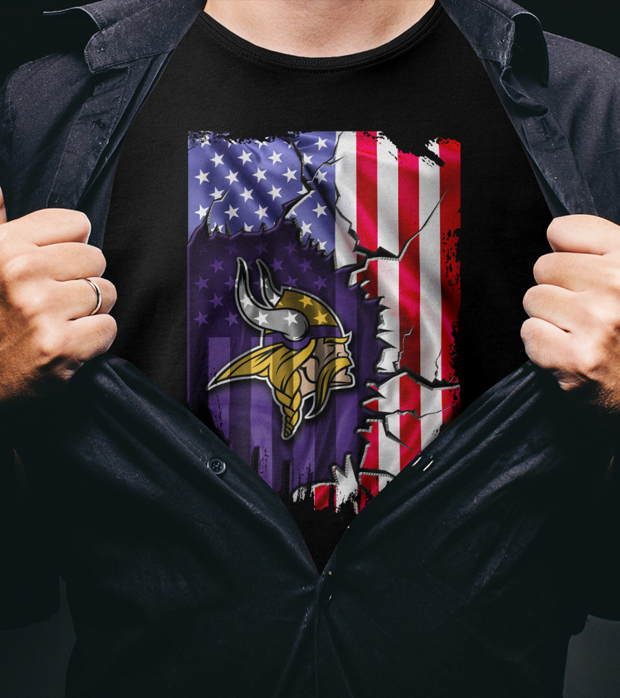 American Flag Minnesota Vikings T-Shirt