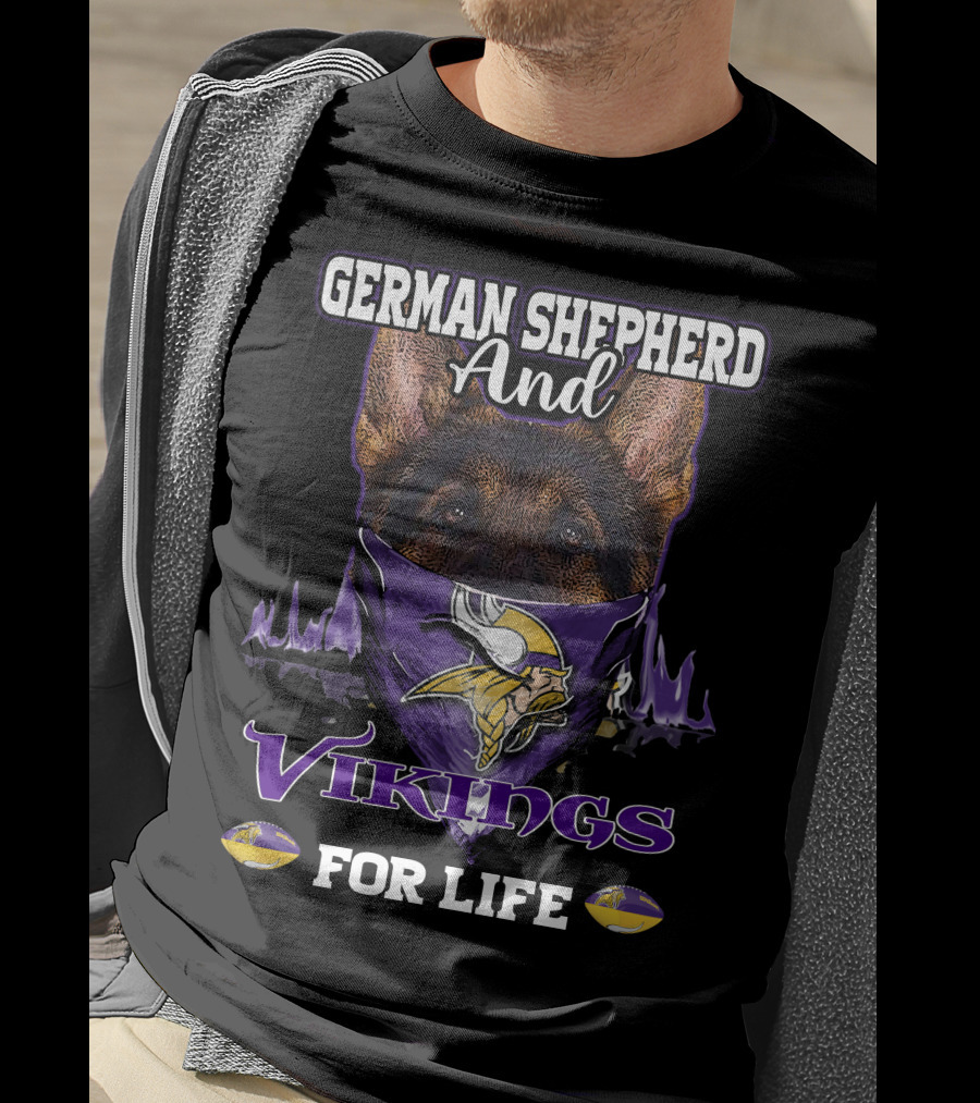 German Shepherd And Vikings For Life T-Shirt