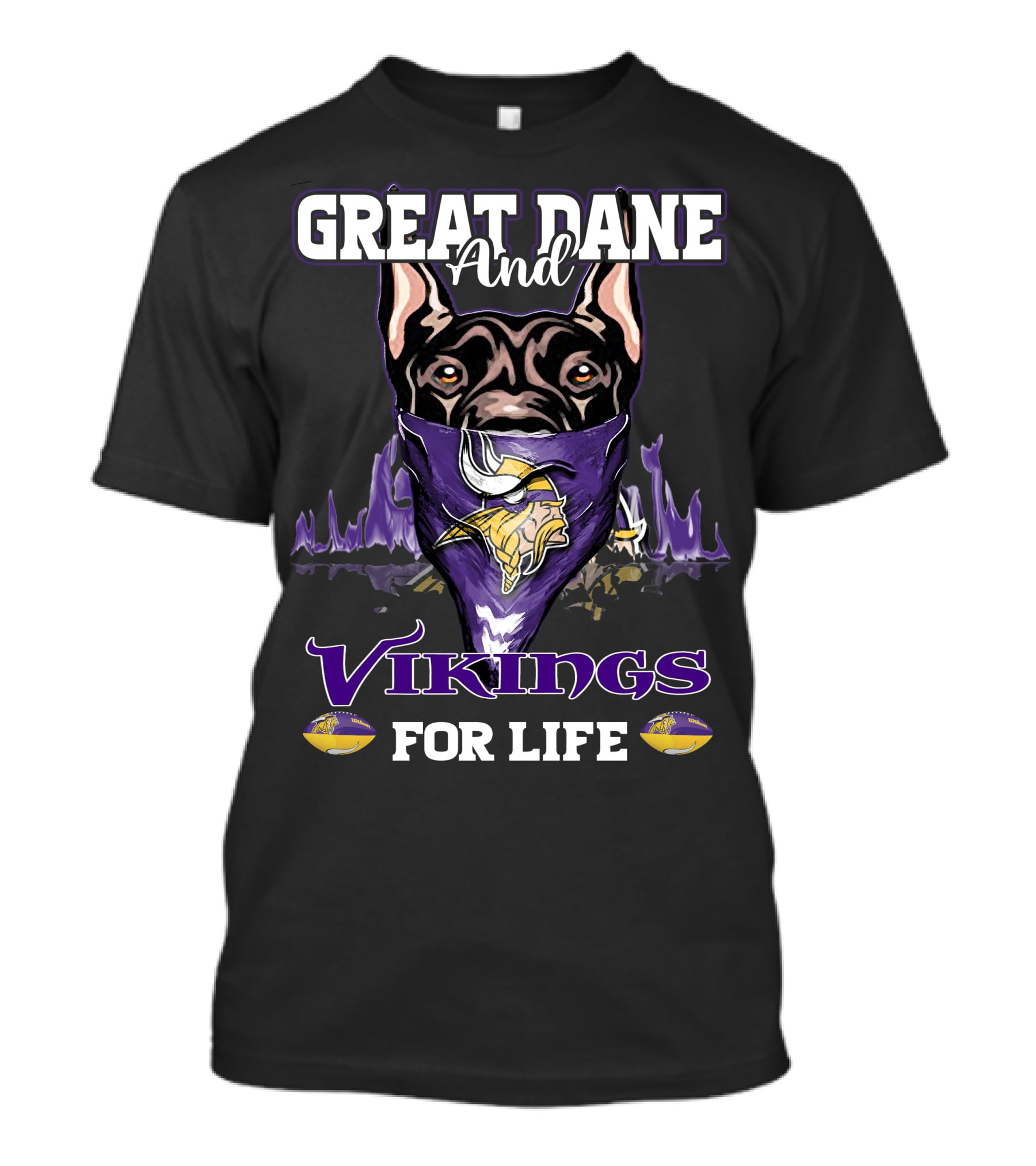 Great Dane And Vikings For Life Minnesota T-Shirt