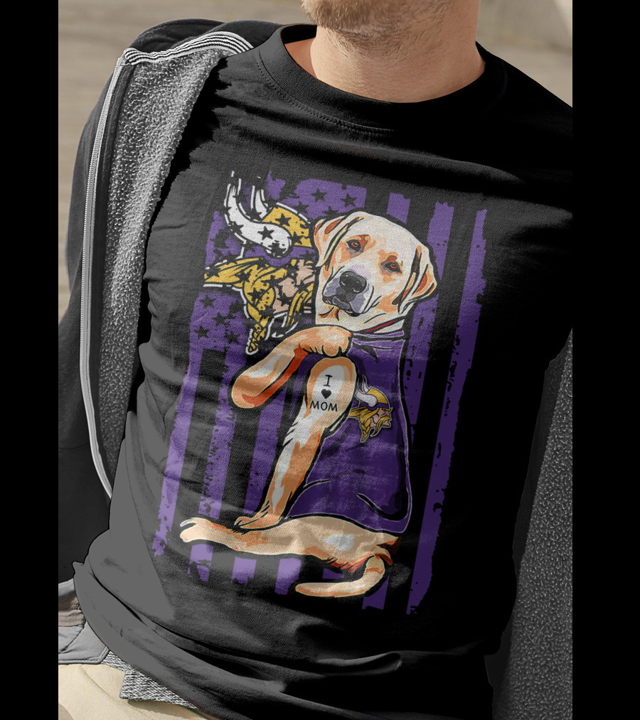 Minnesota Vikings Labrador Retriever I Love Mom T-Shirt