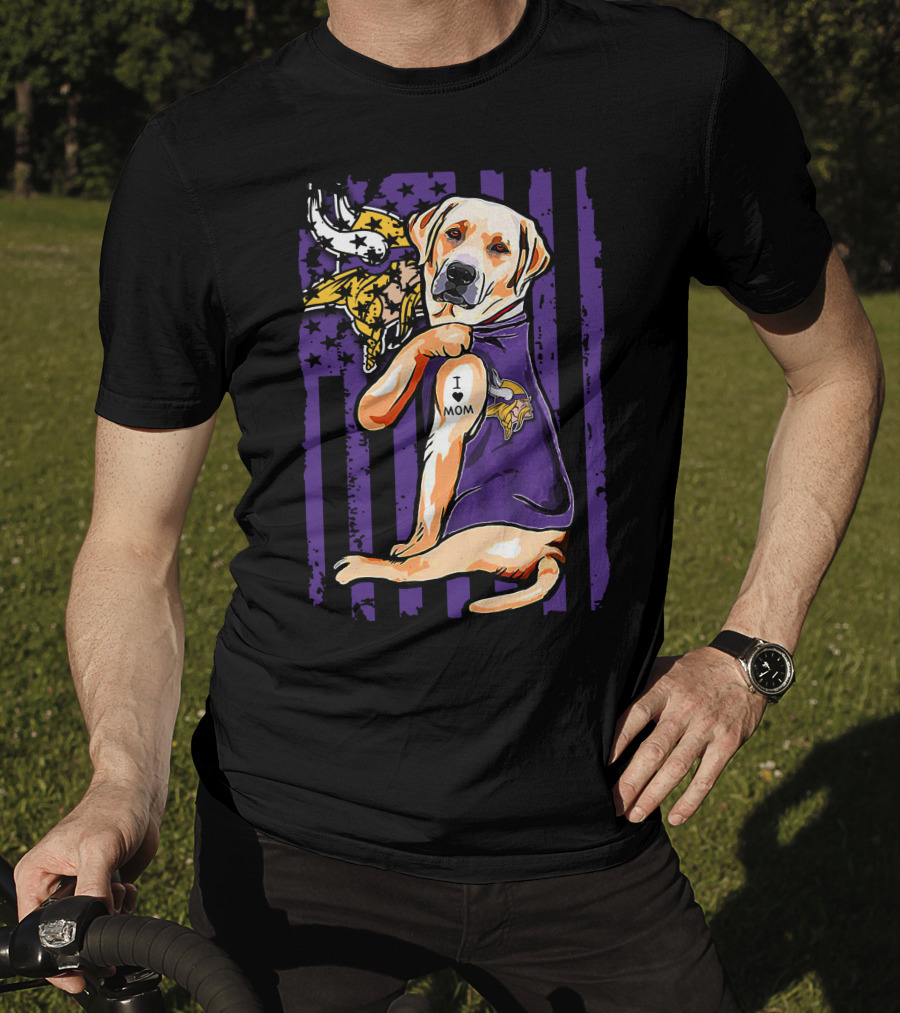 Minnesota Vikings Labrador Retriever I Love Mom T-Shirt