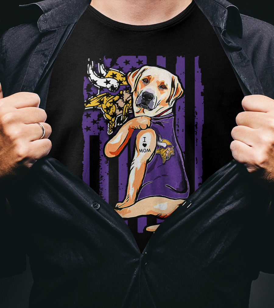 Minnesota Vikings Labrador Retriever I Love Mom T-Shirt