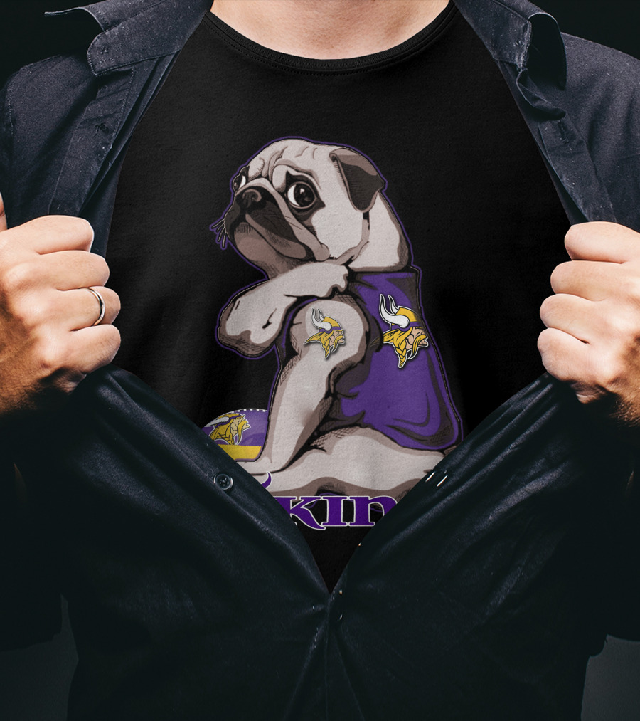 Pug Wearing Minnesota Vikings Jersey T-Shirt
