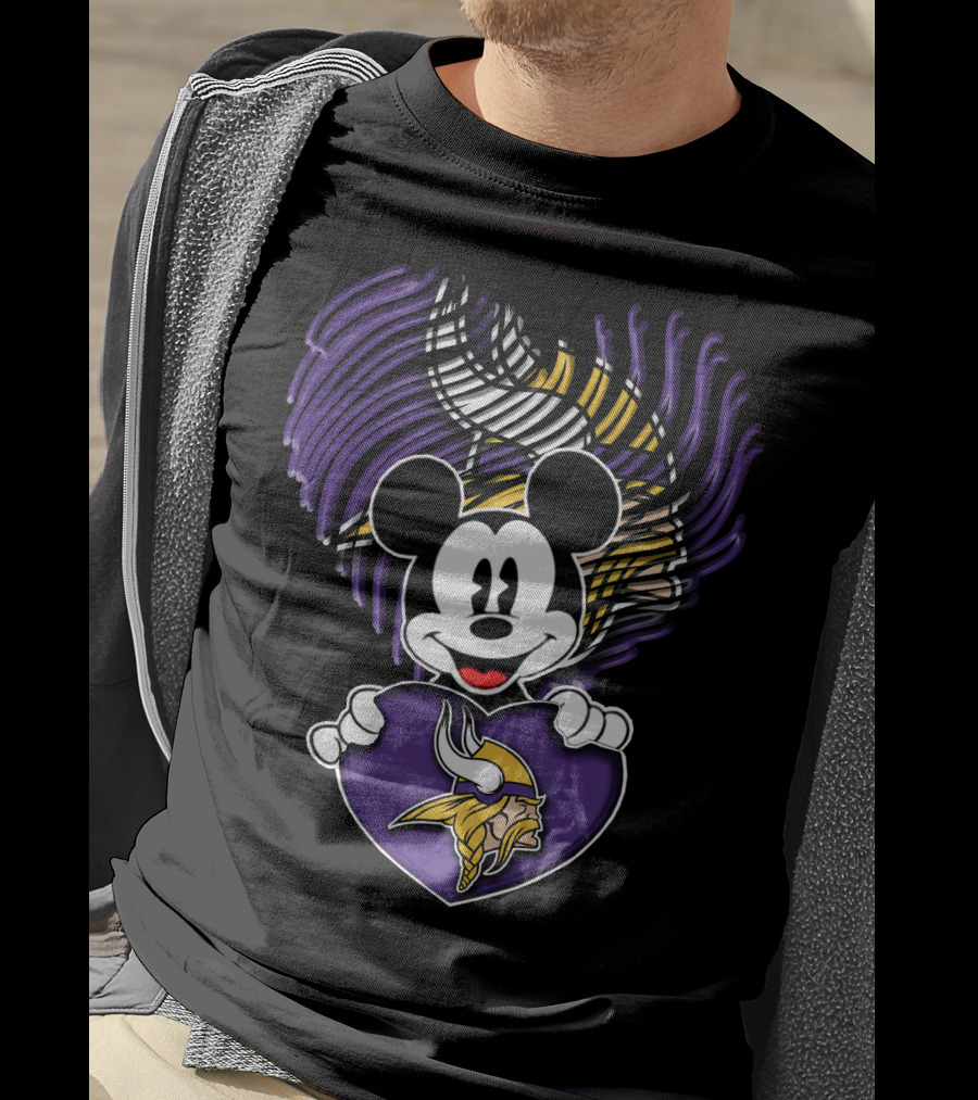 Minnesota Vikings Mickey Heart T-Shirt