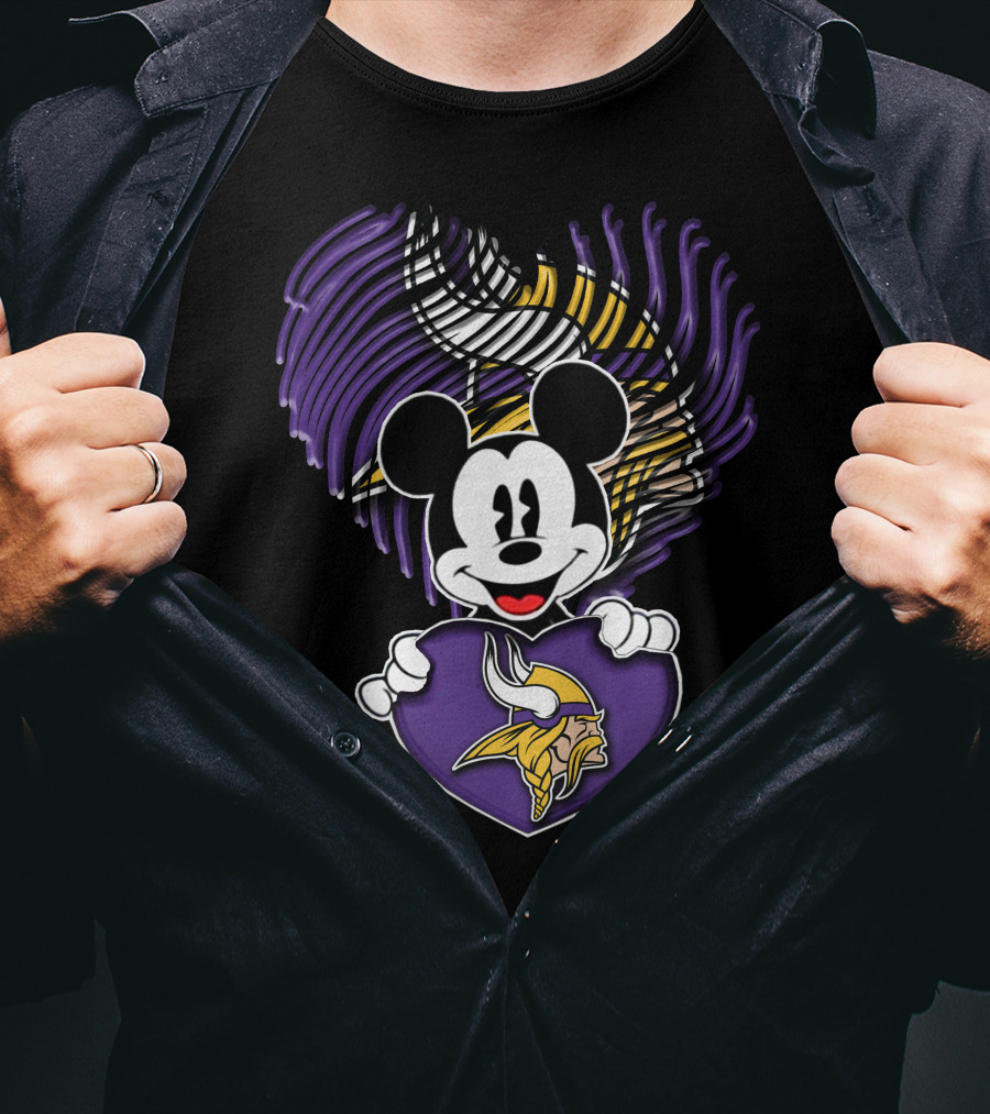 Minnesota Vikings Mickey Heart T-Shirt