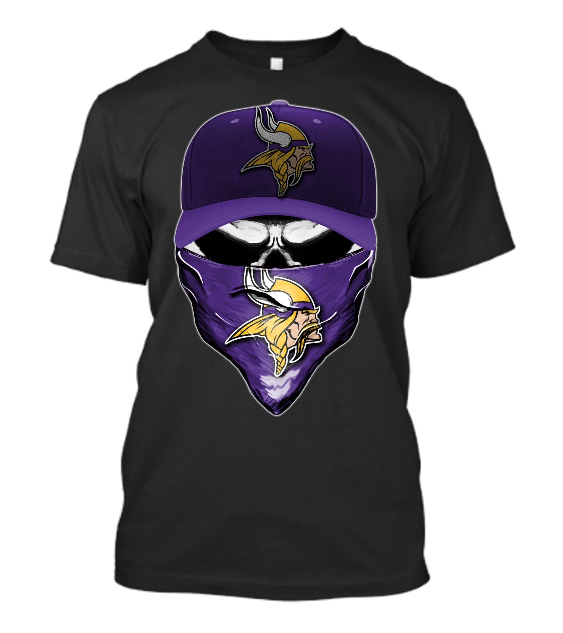 Skull Minnesota Vikings Logo Face Mask And Cap T-Shirt