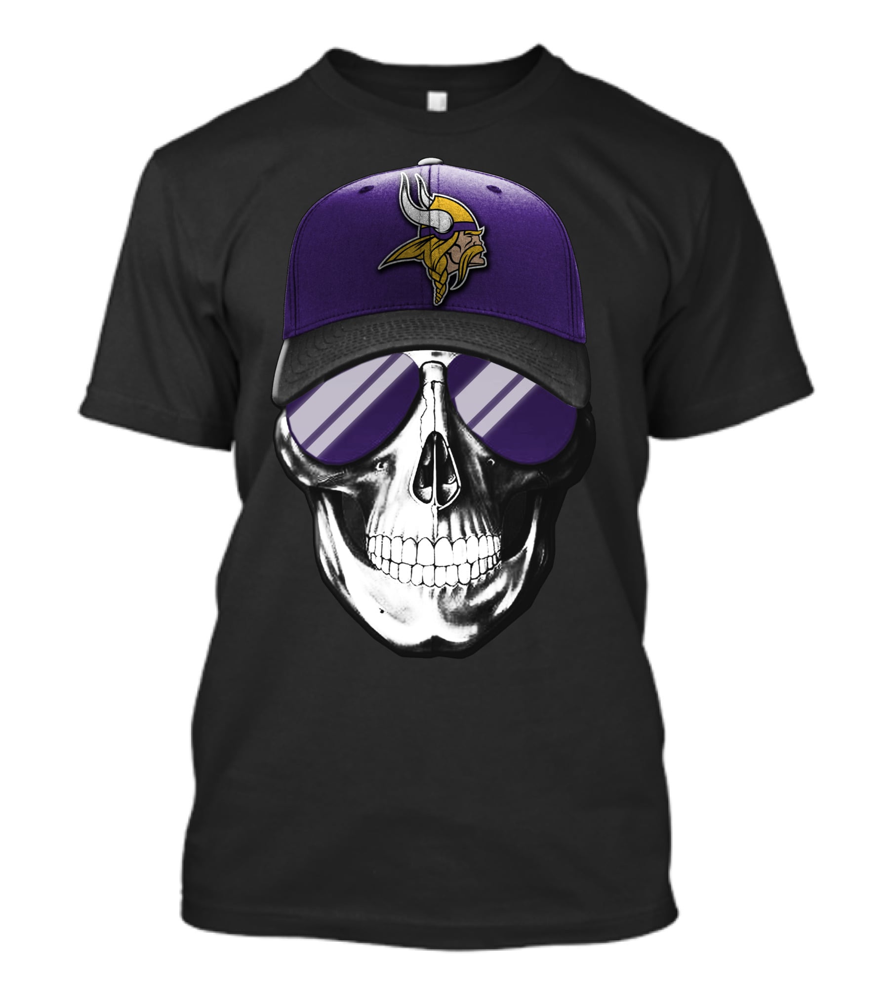 Minnesota Vikings Skull With Purple Hat T-Shirt