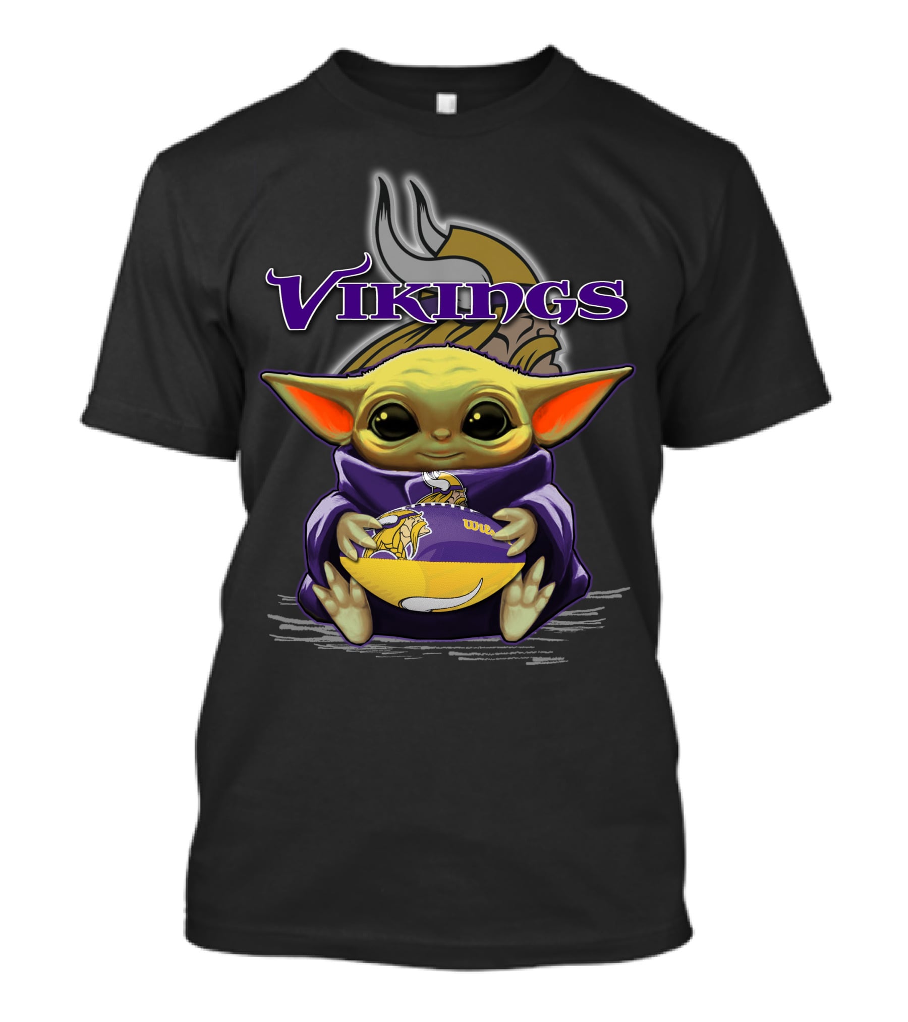 Yoda Holding Minnesota Vikings Football Baby Yoda Star Wars Crossover T-Shirt