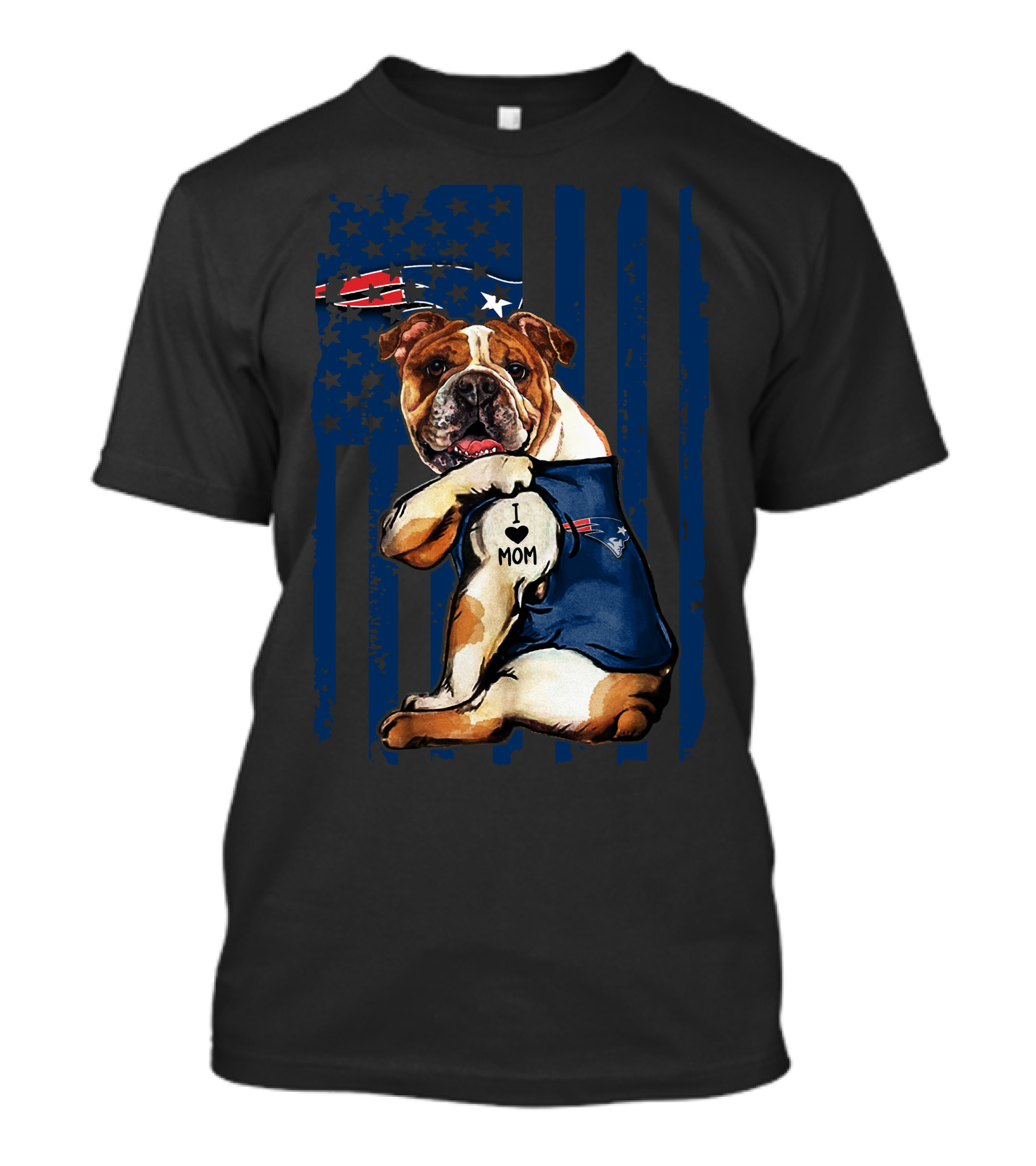 Bulldog I Love Mom New England Patriots T-Shirt