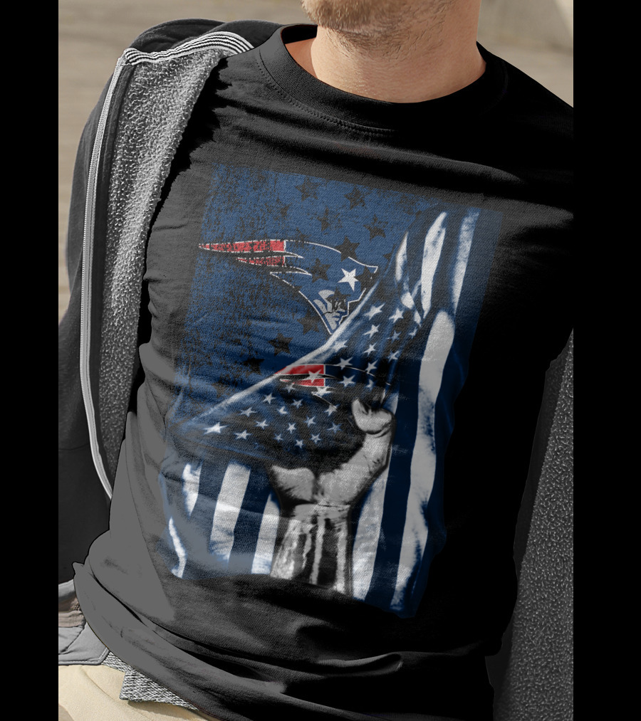 New England Patriots American Flag Hand Stars Stripes T-Shirt