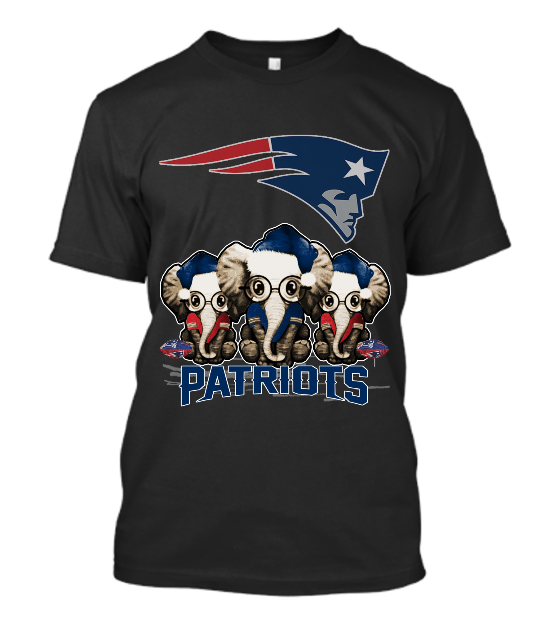 Elephan Xmas New England Patriots Cute Patriots Elephants T-Shirt