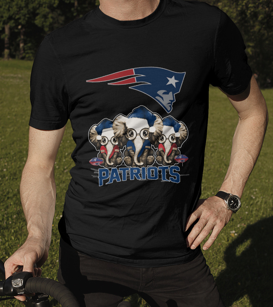 Elephan Xmas New England Patriots Cute Patriots Elephants T-Shirt