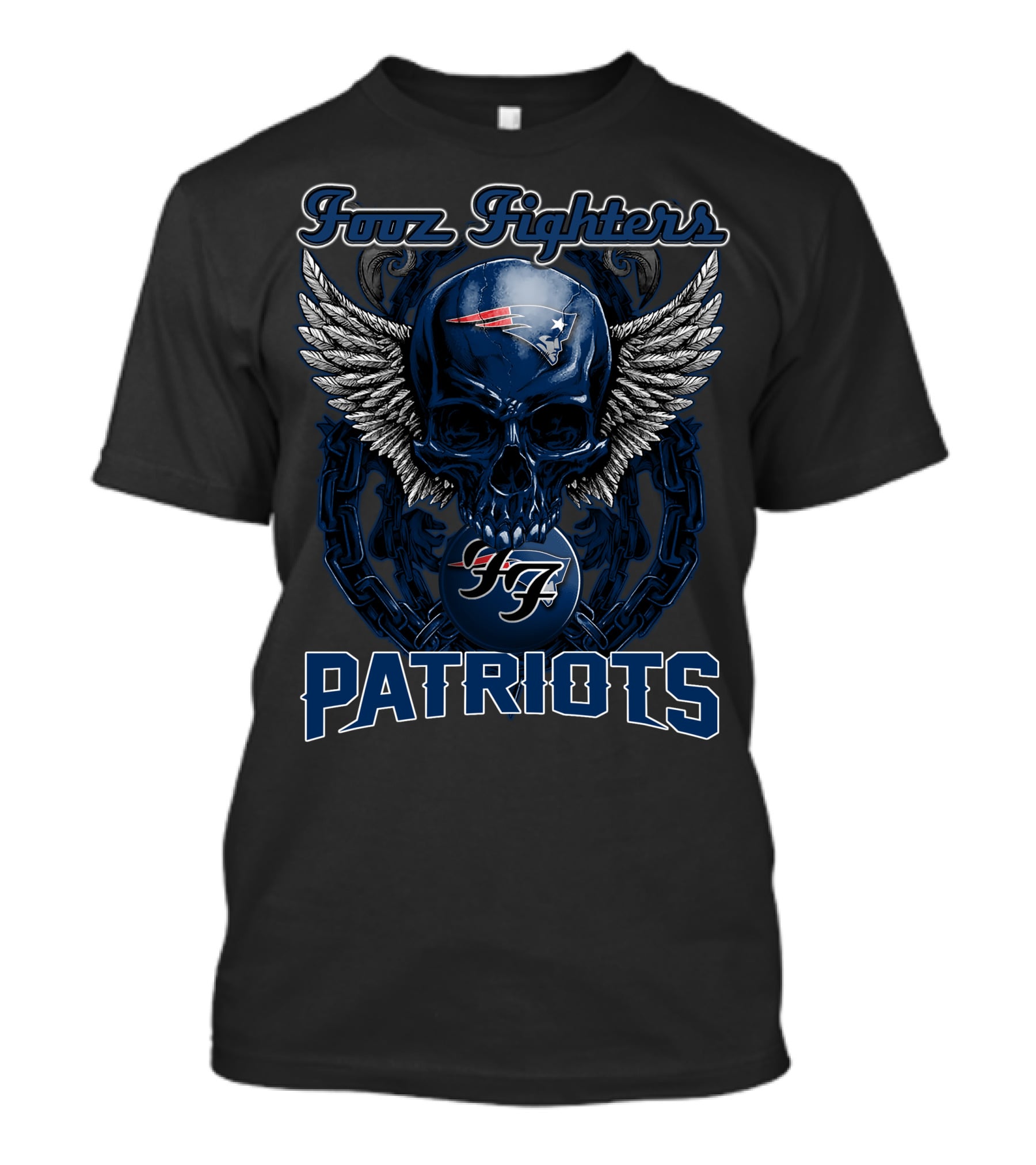 Foo Fighters Patriots Skull Wings Chain T-Shirt
