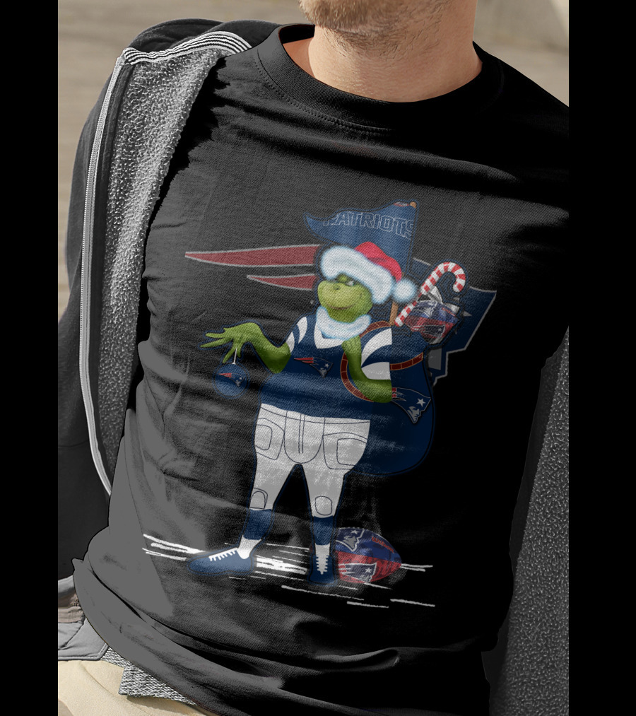 Patriots Grinch Christmas Football Sack Fan T-Shirt
