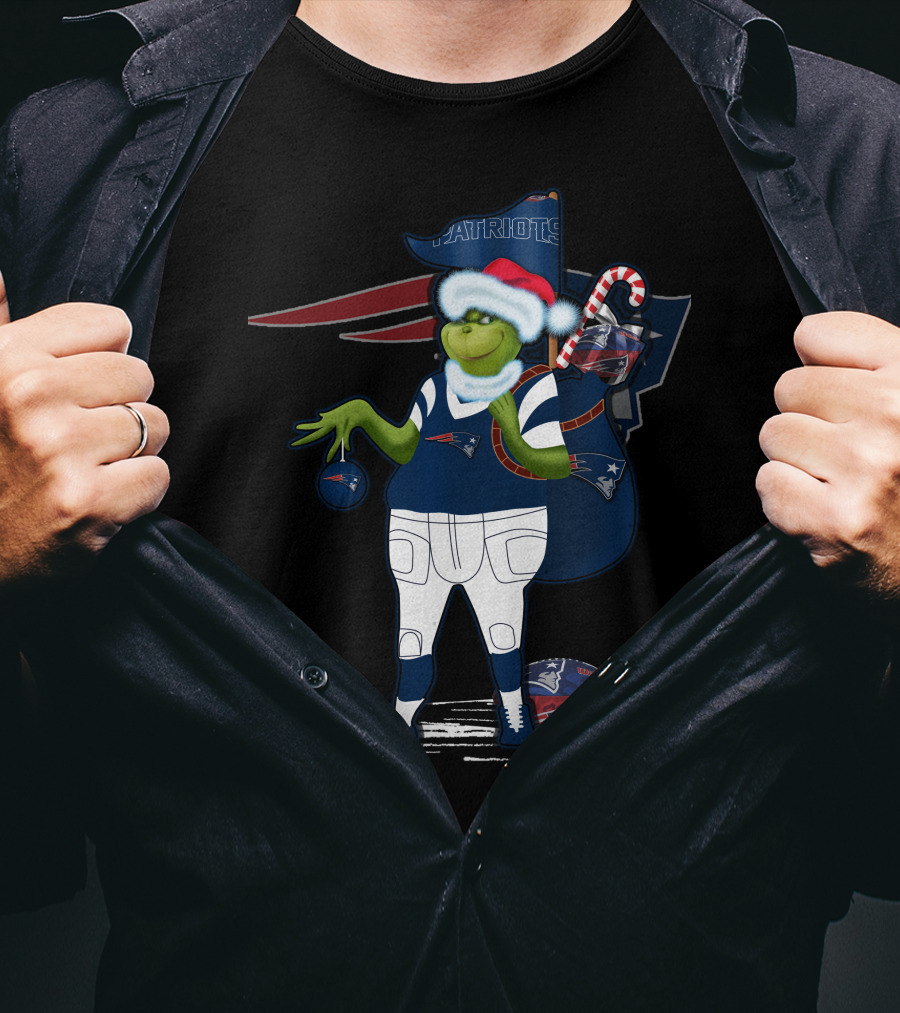 Patriots Grinch Christmas Football Sack Fan T-Shirt