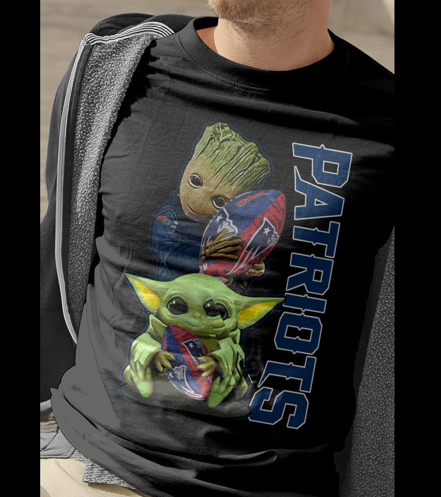 Grzd New England Patriots Baby Yoda And Groot Football Combo T-Shirt
