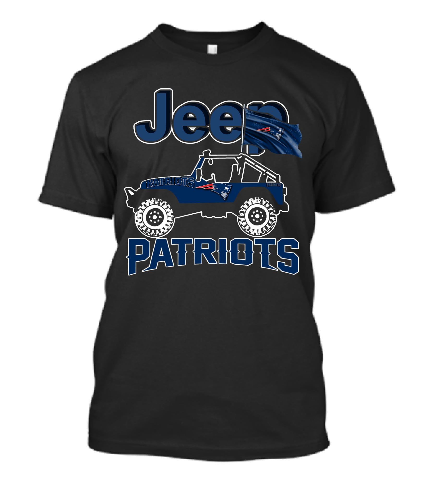 Jeep New England Patriots Patriots Football Jeep Flag Rugged Adventure T-Shirt