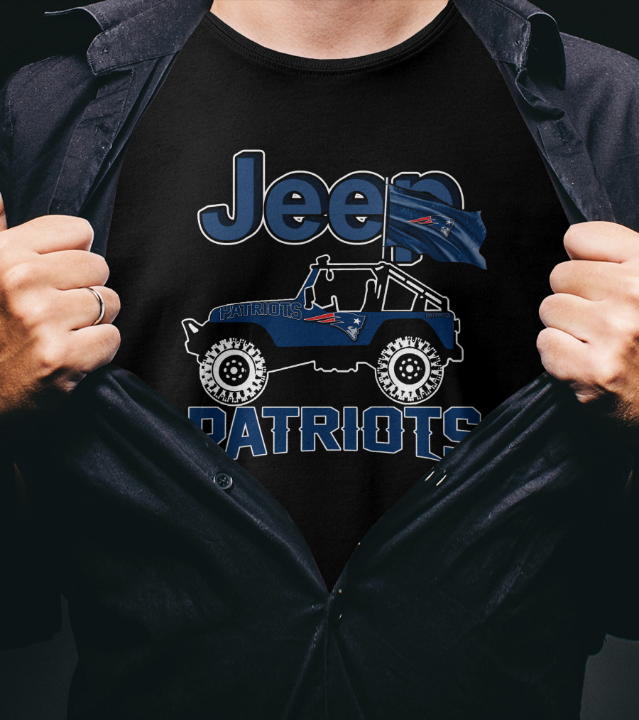 Jeep New England Patriots Patriots Football Jeep Flag Rugged Adventure T-Shirt