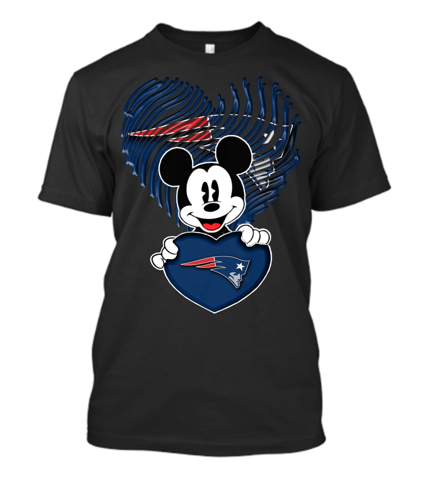 Mick Holding New England Patriots Heart With Fingerprint Background T-Shirt