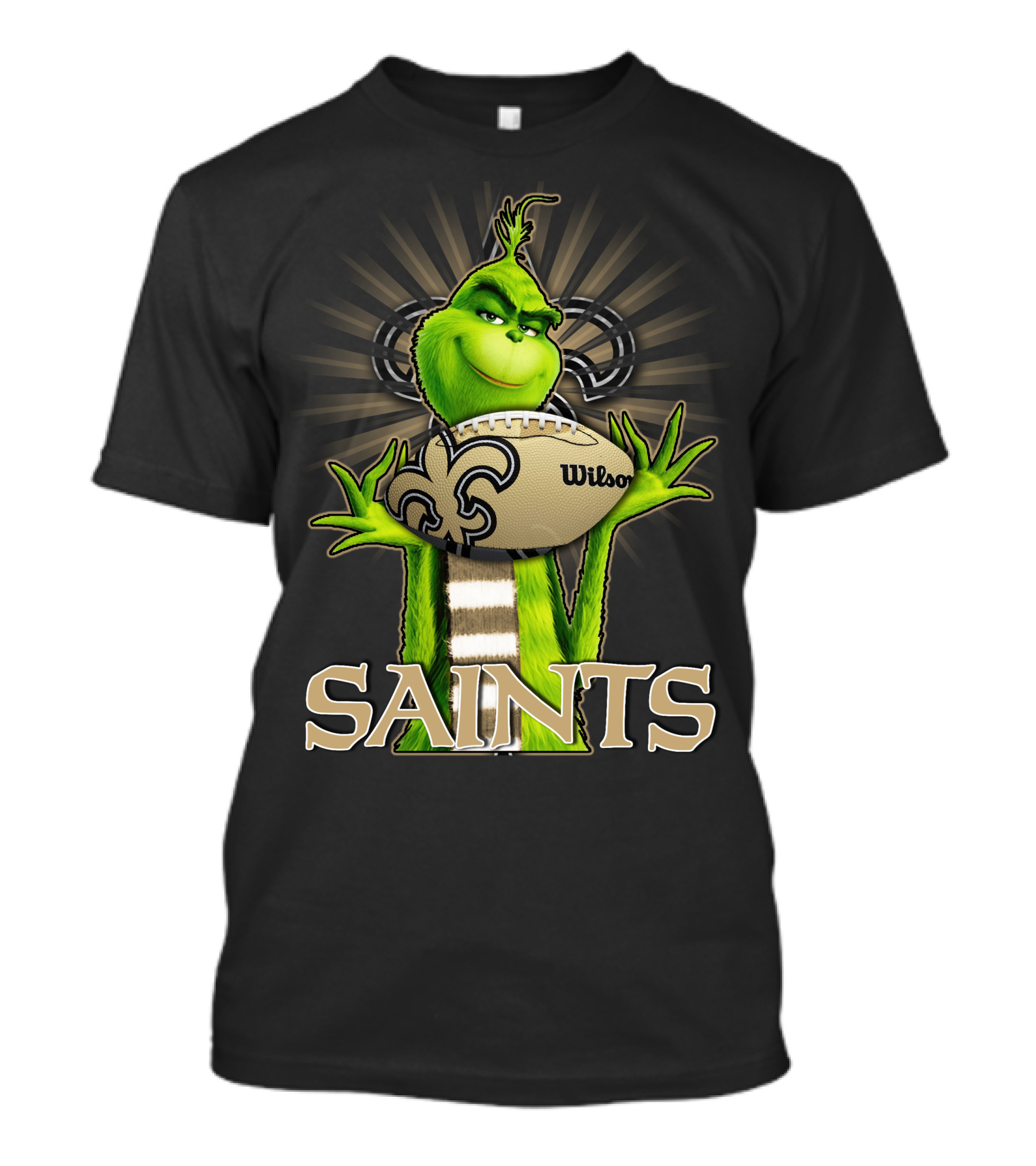 Grinch Holding Wilson Football New Orleans Saints T-Shirt