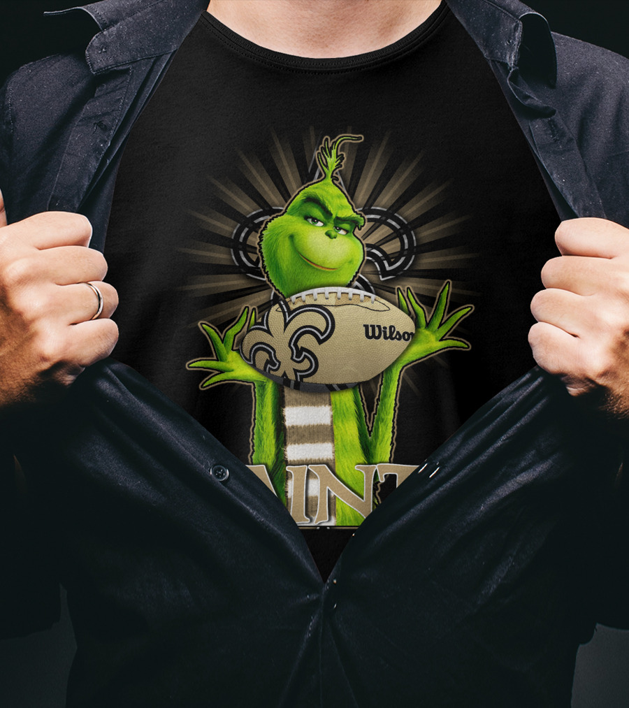 Grinch Holding Wilson Football New Orleans Saints T-Shirt