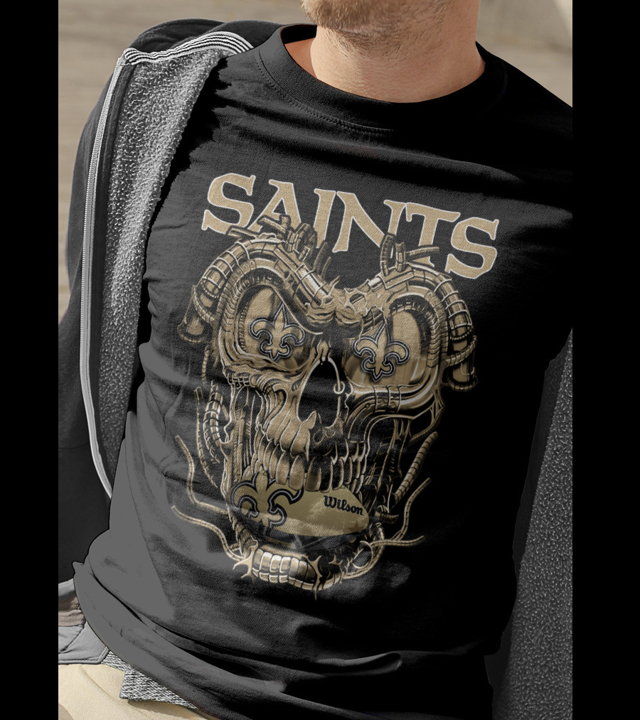 Saints Dragonskull Helmet Fleur-de-Lis Wilson Football T-Shirt