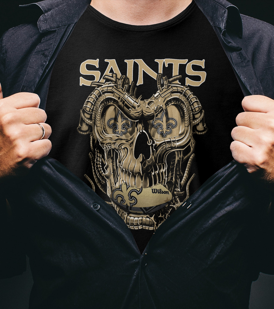 Saints Dragonskull Helmet Fleur-de-Lis Wilson Football T-Shirt