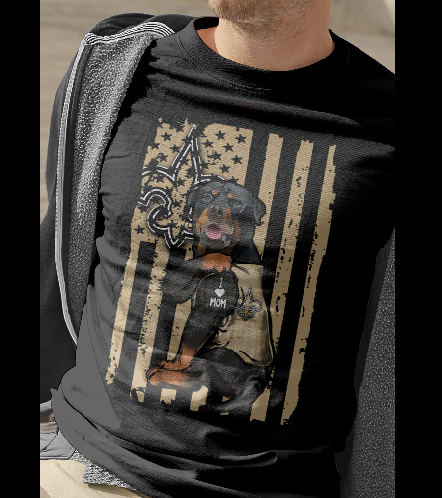 Rottweiler I Love Mom New Orleans Saints Fleur-de-lis T-Shirt