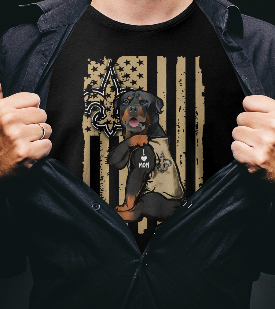 Rottweiler I Love Mom New Orleans Saints Fleur-de-lis T-Shirt