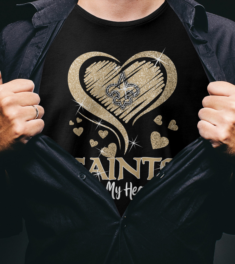 New Orleans Saints In My Heart Fleur-De-Lis Hearts Football T-Shirt