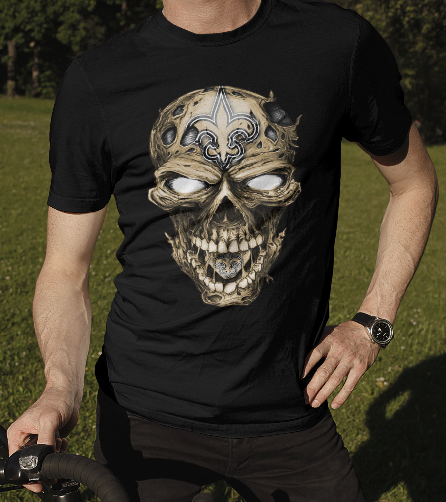 Skull V2 New Orleans Saints Fleur-de-Lis Zombie Head T-Shirt
