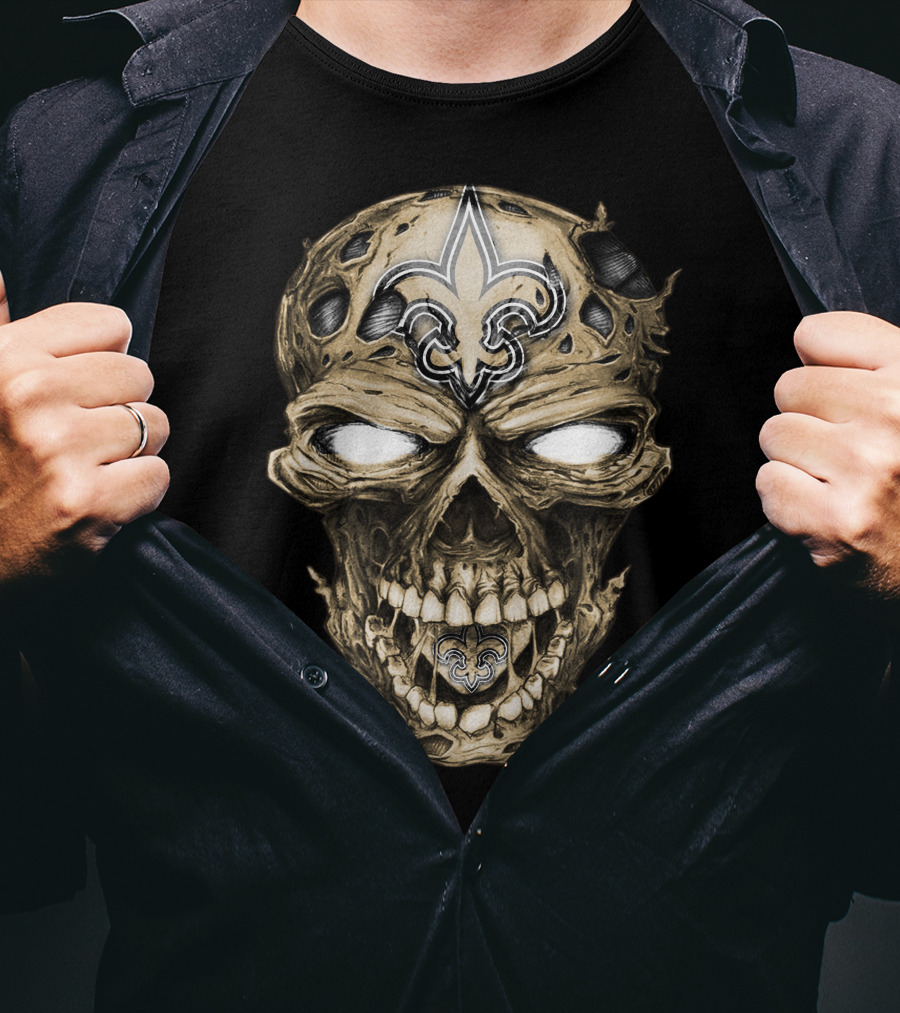 Skull V2 New Orleans Saints Fleur-de-Lis Zombie Head T-Shirt