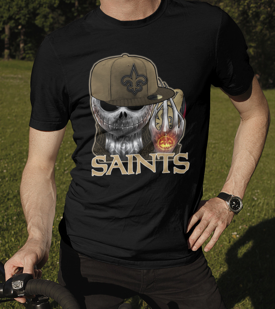 Jackskull New Orleans Saints Halloween Fleur-de-lis Pumpkin T-Shirt