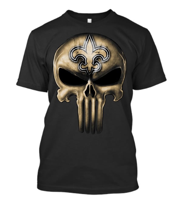 Skull V3 New Orleans Saints Fleur-de-Lis Punisher T-Shirt