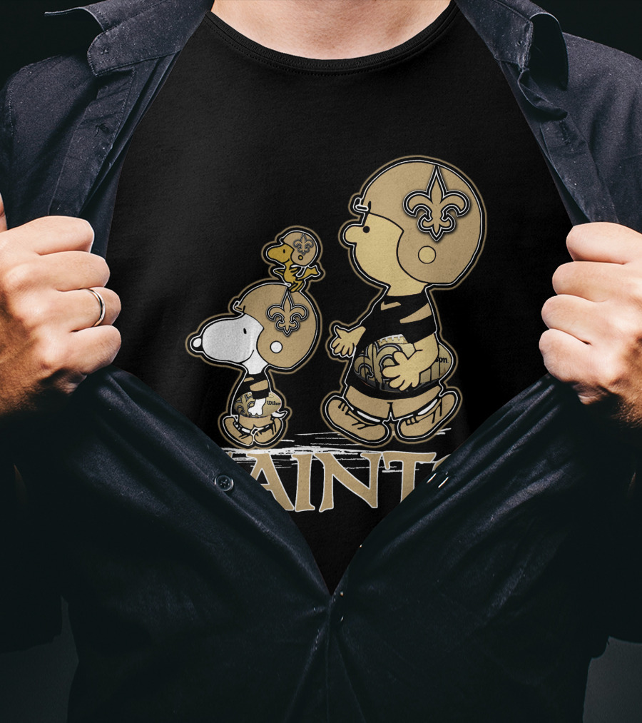 Snpfootball New Orleans Saints Peanuts Snoopy Woodstock Football Helmets T-Shirt