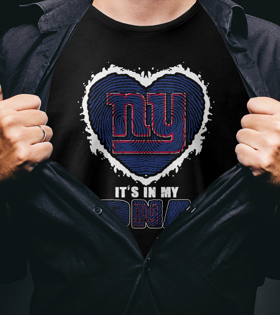 It's In My DNA New York Giants Heart Fingerprint T-Shirt