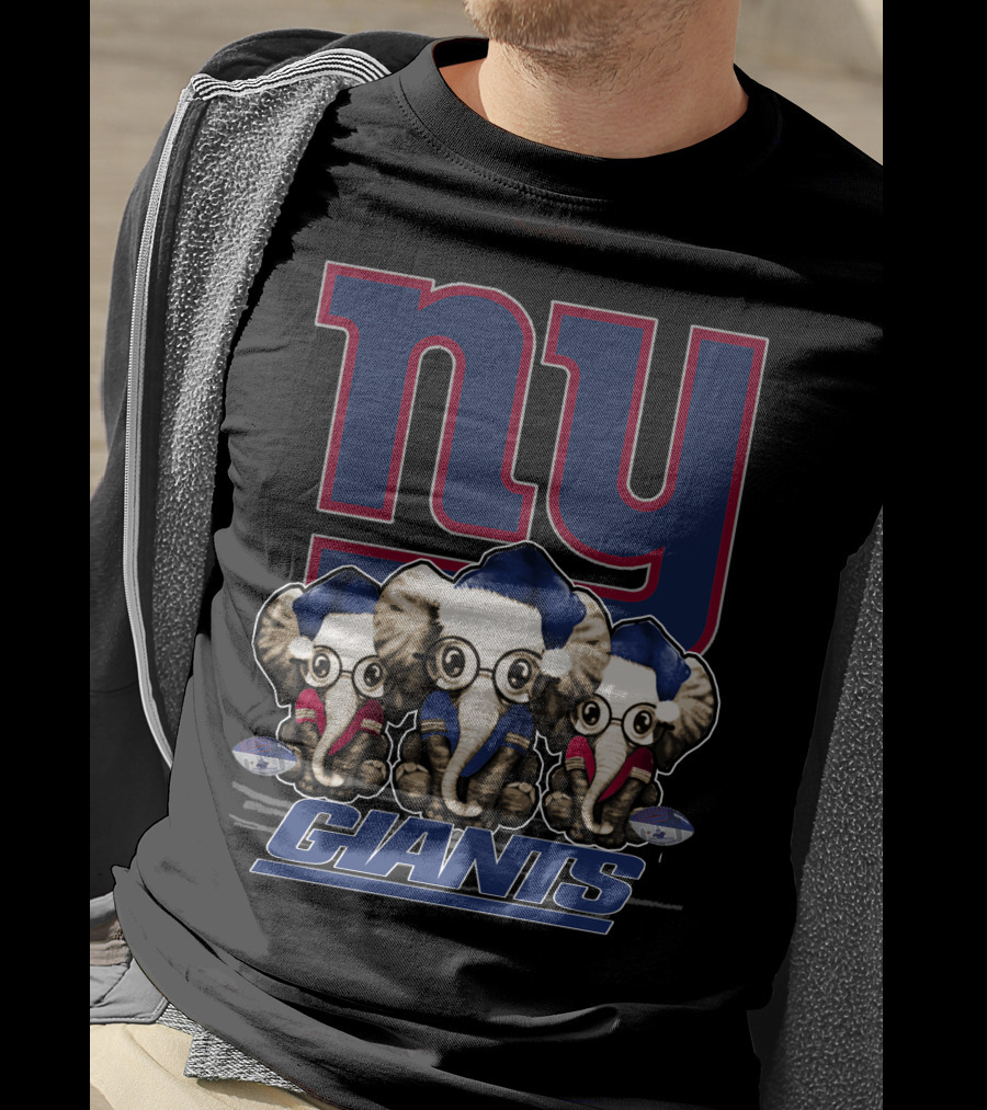 NY Giants Christmas Elephants T-Shirt
