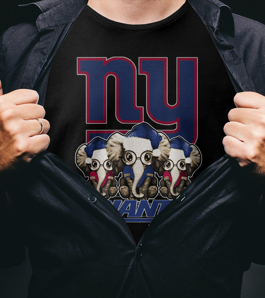 NY Giants Christmas Elephants T-Shirt