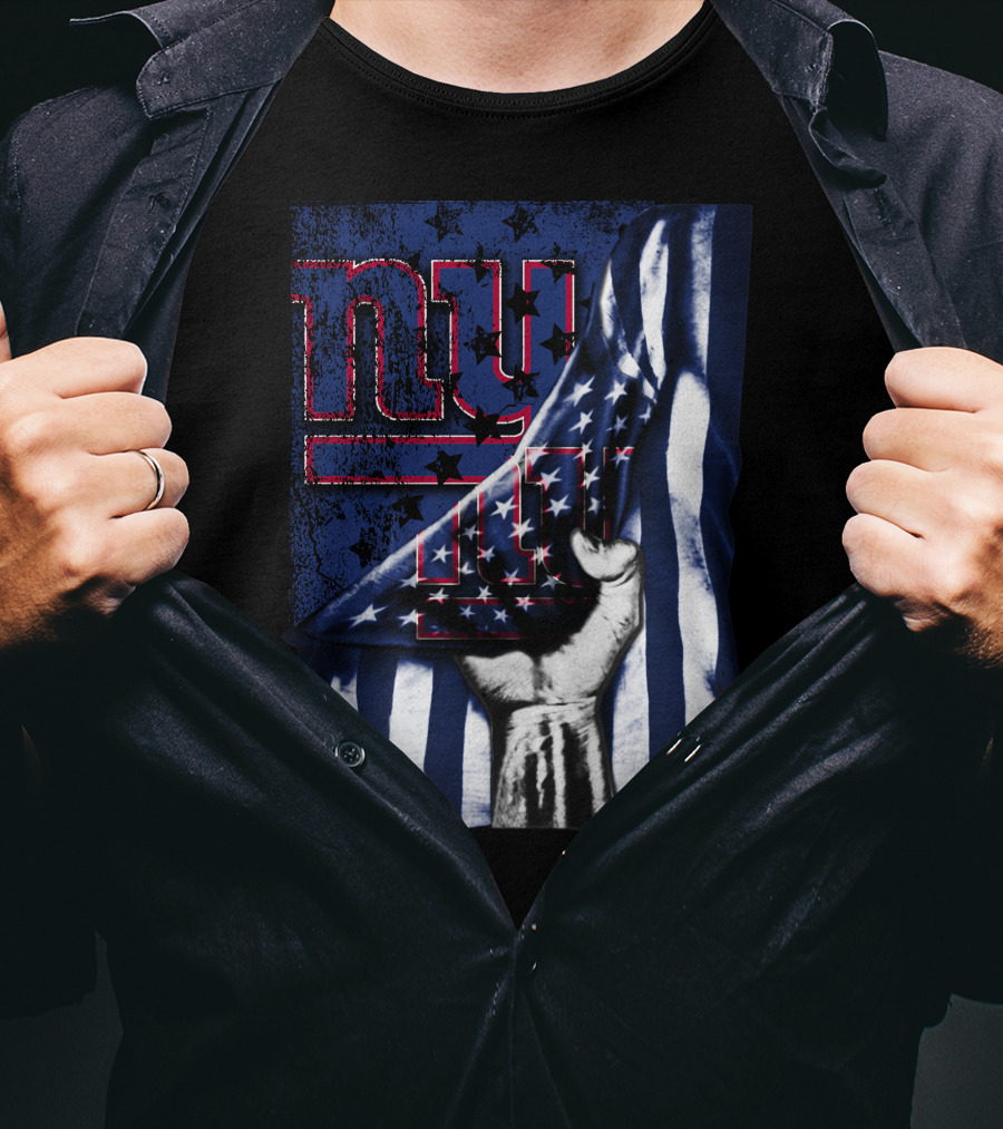 NY Giants American Flag Hand T-Shirt