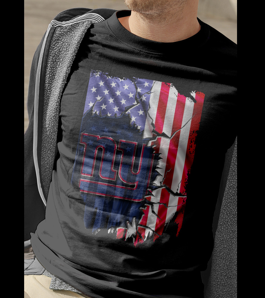 Flag V2 New York Giants American Flag Rip T-Shirt
