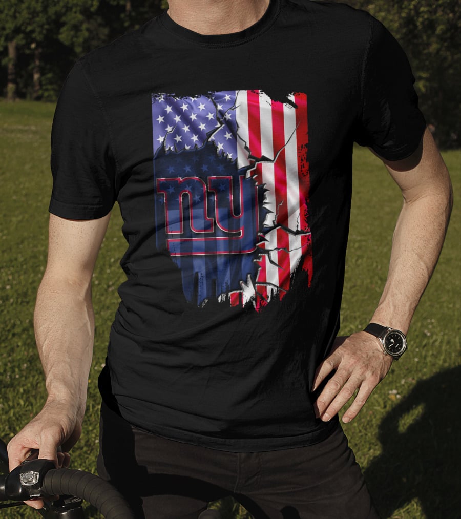 Flag V2 New York Giants American Flag Rip T-Shirt