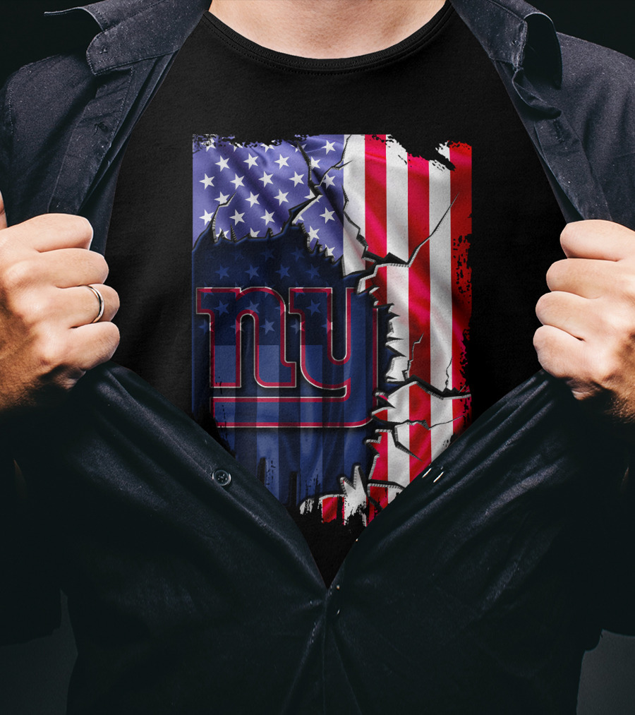 Flag V2 New York Giants American Flag Rip T-Shirt
