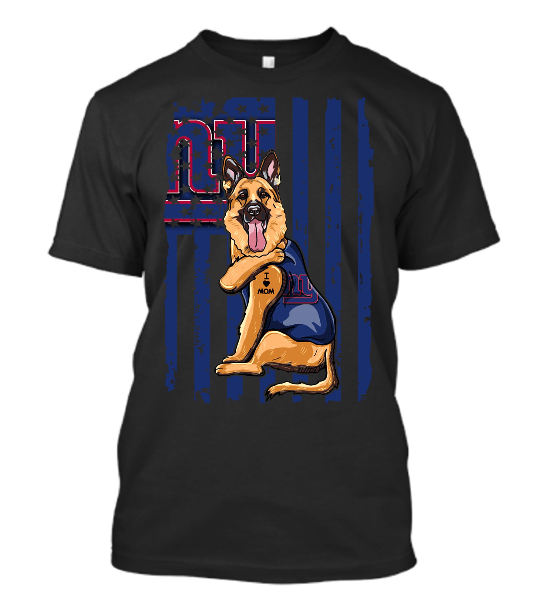 German Shepherd New York Giants Football Fan Tattoo Mom T-Shirt