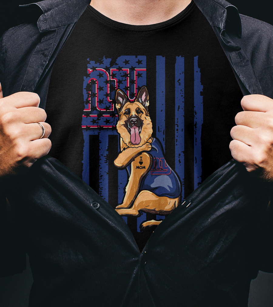 German Shepherd New York Giants Football Fan Tattoo Mom T-Shirt