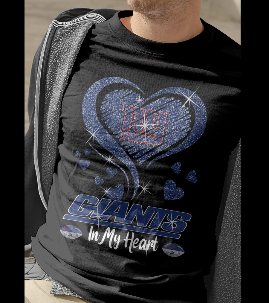 Giants Love Sparkling Heart In My Heart New York Giants T-Shirt
