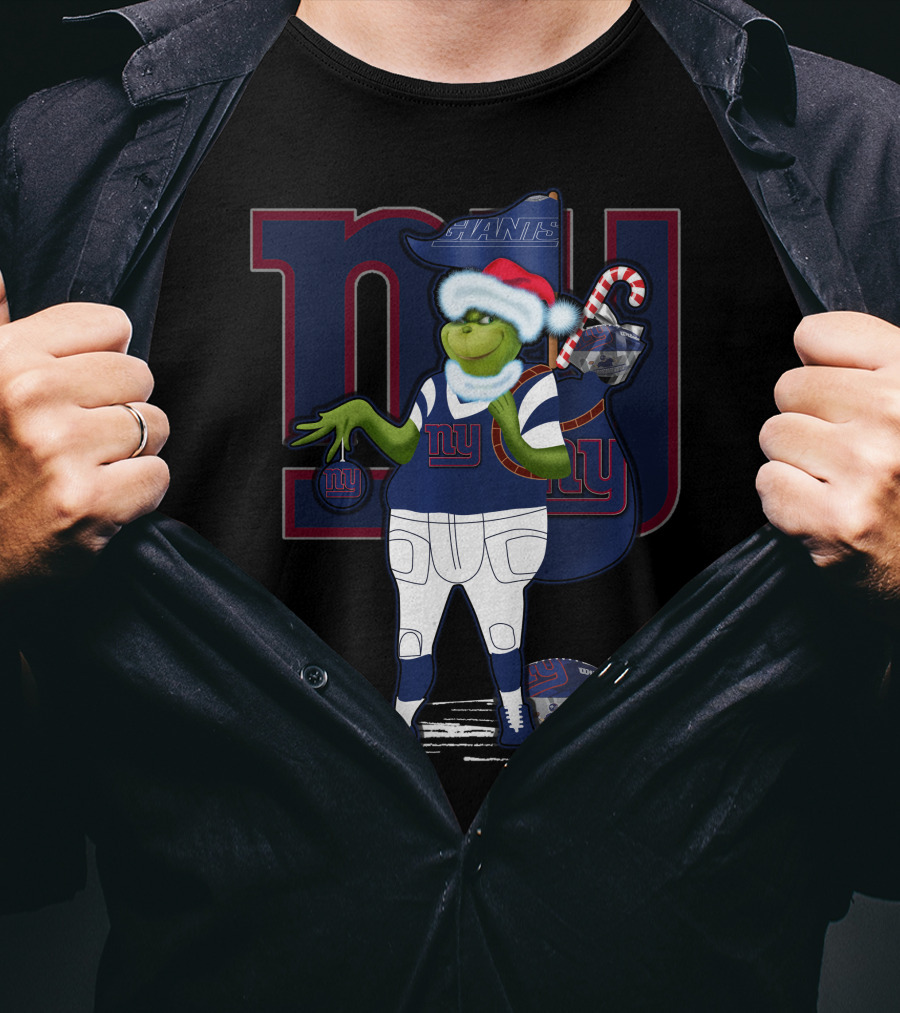 Grinchxmas New York Giants Christmas Football Character T-Shirt